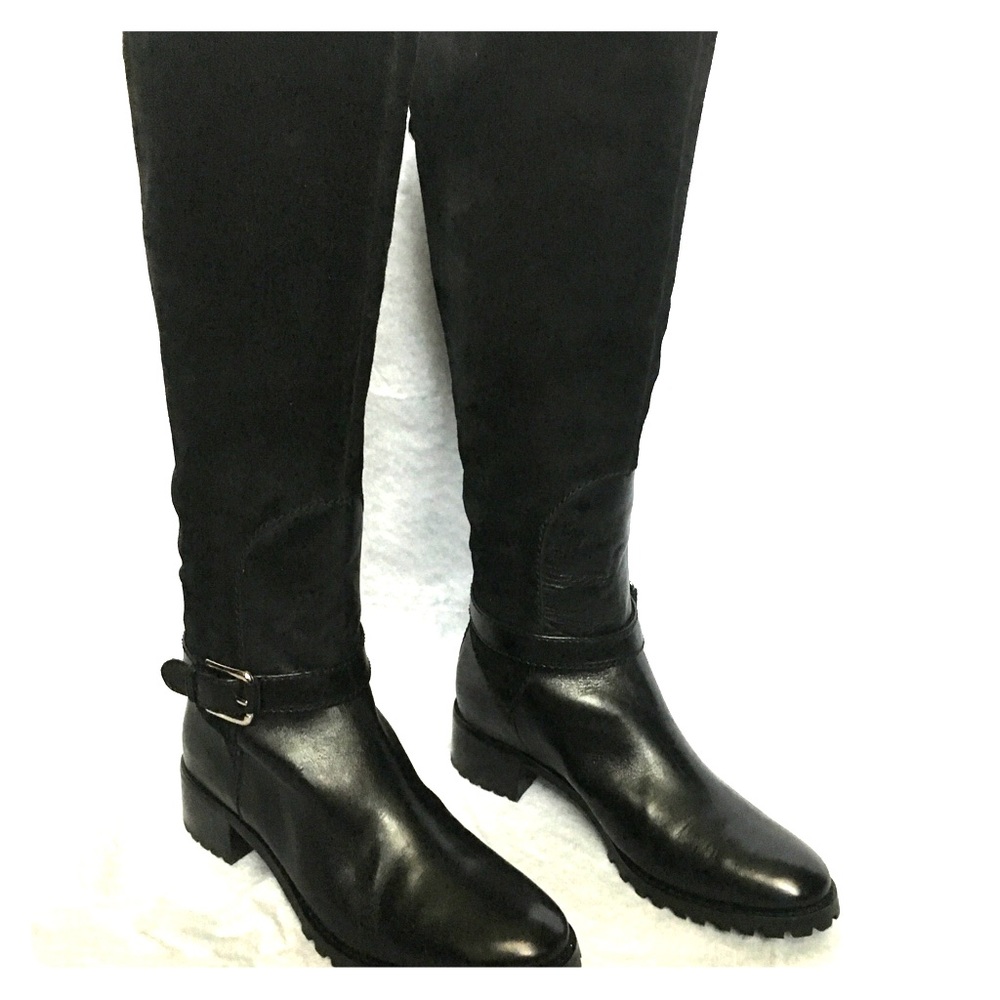 Leather Suede Riding Boot Black  NIB Never Worn
